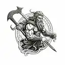 warrior man poseidon god tattoo design idea