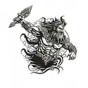 warrior man poseidon god tattoo design idea
