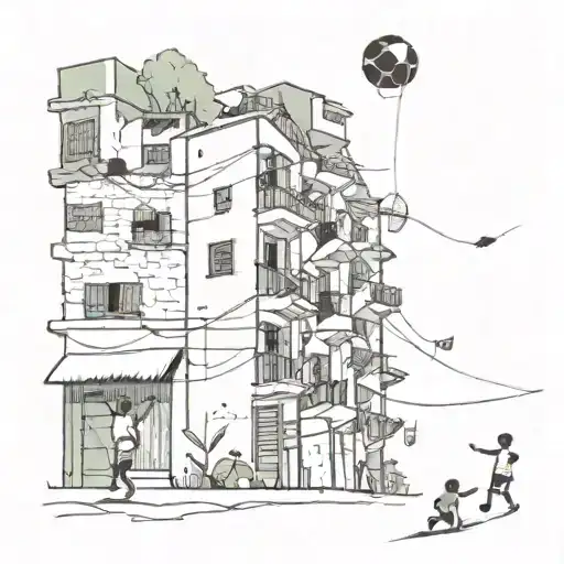 favela Rio de Janeiro football with kites in the sky tattoo design idea