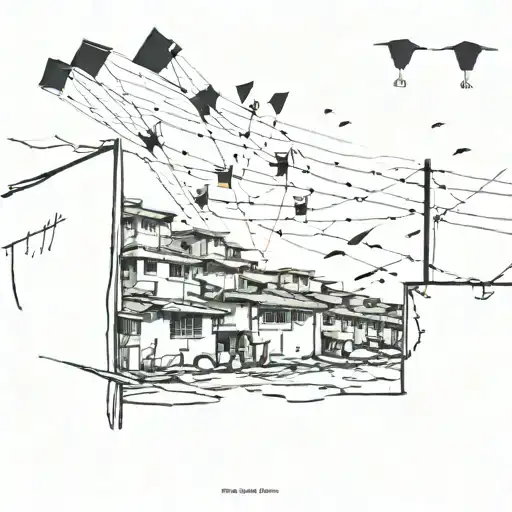 favela Rio de Janeiro soccer field with kites in the sky tattoo design idea