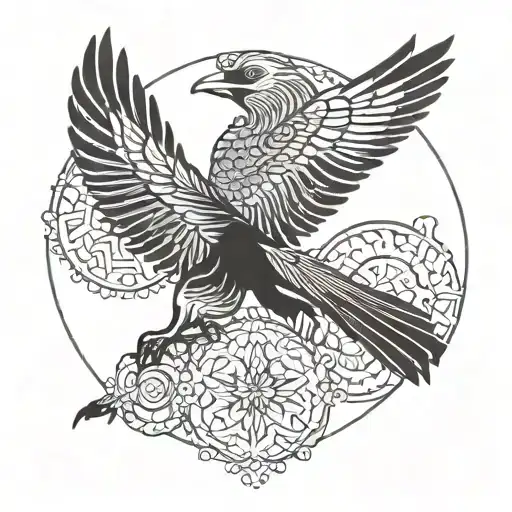nordic raven and wolf tattoo design idea