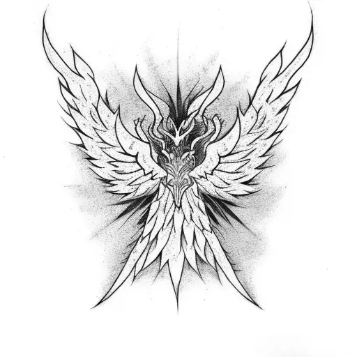 line work tattoo scorpion burning and transforming into a phoenix tattoo design idea
