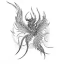 line work tattoo scorpion burning and transforming into a phoenix tattoo design idea