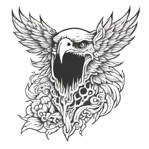 eagle skull shadow tattoo design idea