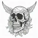 eagle skull shadow tattoo design idea