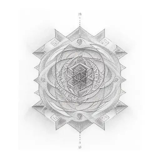  redwood cone with sacred geometry around tattoo design idea