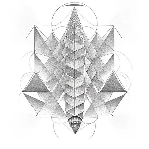 coast redwood cone with sacred geometry fractals tattoo design idea
