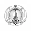 Anchor with a mouse whose tail is the rope tattoo design idea