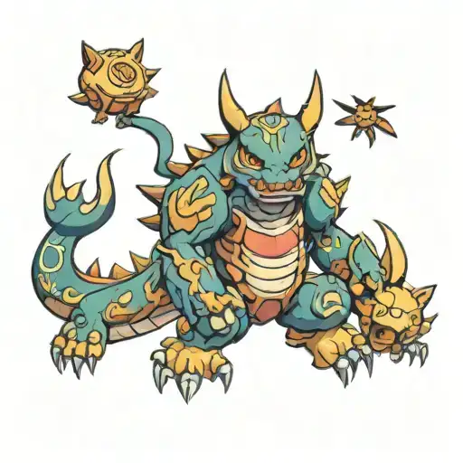 Japanese digimon tattoo design idea