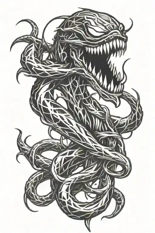 venom-style lines tattoo design idea