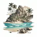 isla de Gran Canaria beachscape tattoo design idea