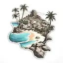 isla de Gran Canaria beachscape tattoo design idea