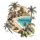 isla de Gran Canaria beachscape tattoo design idea