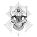 SKULL WITH ELECTRONIC CIRCUITS IN THE HALF OF THE FACES tattoo design idea