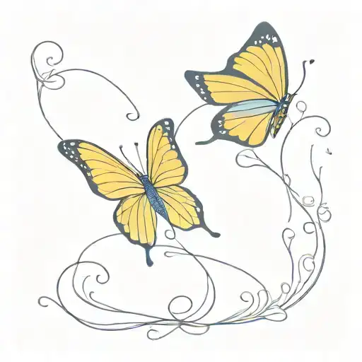 butterfly blue wing yellow wing down syndrome awareness tattoo design idea