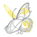 butterfly blue wing yellow wing down syndrome awareness tattoo design idea