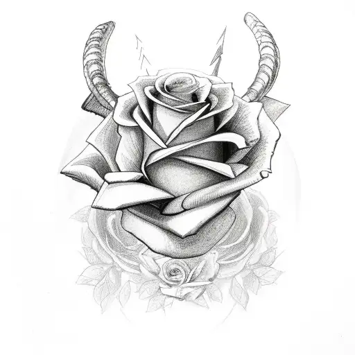 roses with lamb and king and queen crowns  tattoo design idea