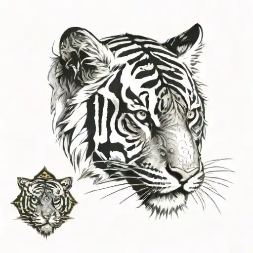 The tiger's face should be the central element, with intricate details capturing the fur texture, eyes, and expression tattoo design idea