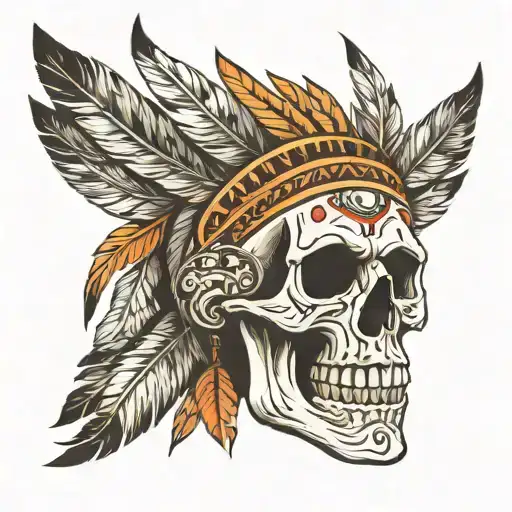 skull Native American tattoo design idea