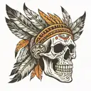 skull Native American tattoo design idea