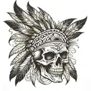 skull Native American tattoo design idea
