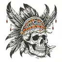 skull Native American tattoo design idea