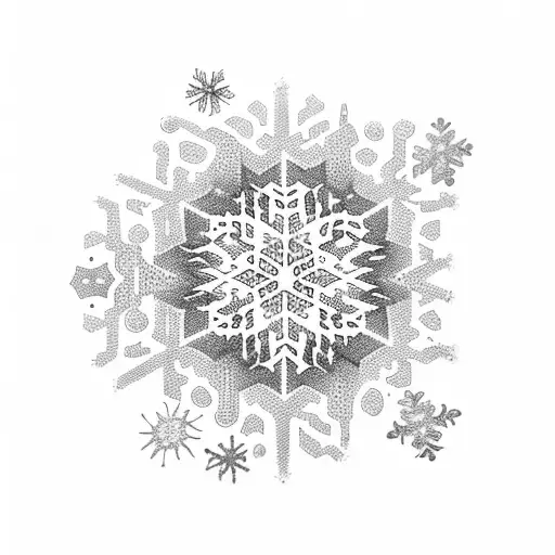 Moon with Snowflake tattoo design idea