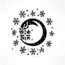 Moon with Snowflake tattoo design idea