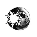 Moon with Snowflake tattoo design idea