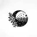 Moon with Snowflake tattoo design idea