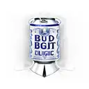bud light can with music notes coming out top and scissors up the middle tattoo design idea
