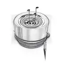 bud light can with music notes coming out top and scissors up the middle tattoo design idea