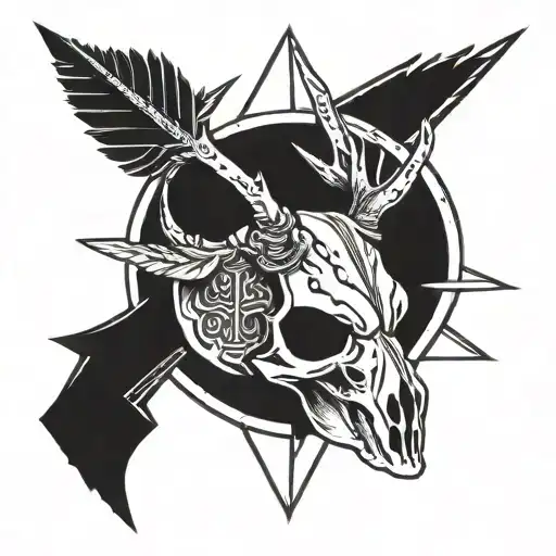 buck skull arrow tattoo design idea