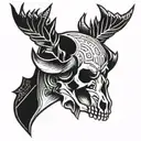 buck skull arrow tattoo design idea