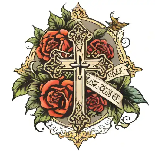 joshua 1:9 bible verse with a cross through the middle tattoo design idea