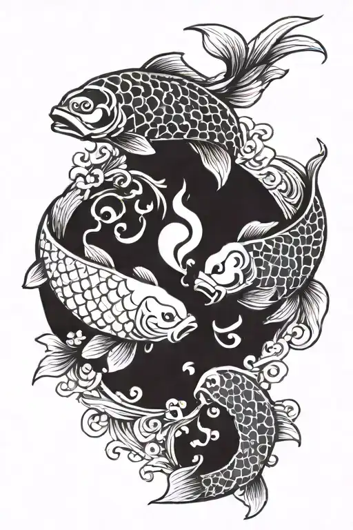 yin yang koi fish tattoo design idea