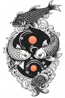 yin yang koi fish tattoo design idea