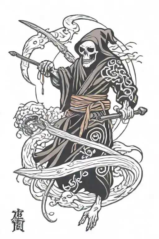 Grim reaper Rat with virgo zodiac sign tattoo design idea