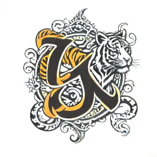 tiger paw and TN symbol logo and 2 monkeys  tattoo design idea