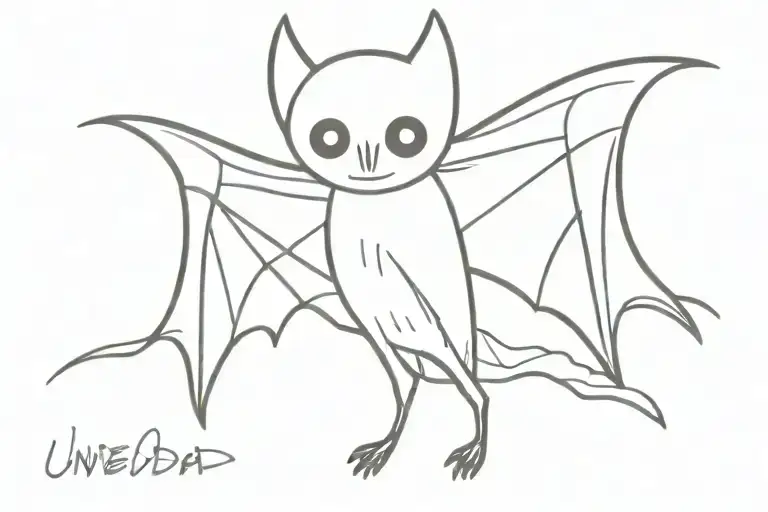 undead bat with spread wings tattoo design idea