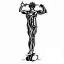 Dionysus whole body statue standing and drinking win tattoo design idea