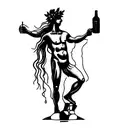 Dionysus whole body statue standing and drinking win tattoo design idea