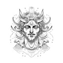 Dionysus whole body statue standing and drinking win tattoo design idea