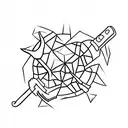 A minimalist tattoo of an ice axe embedded in a mountain tattoo design idea