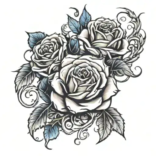 Roses on neck with vines wrapped down to arm with thorns  tattoo design idea