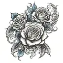Roses on neck with vines wrapped down to arm with thorns  tattoo design idea