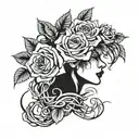 Roses on neck with vines wrapped down to arm with thorns  tattoo design idea