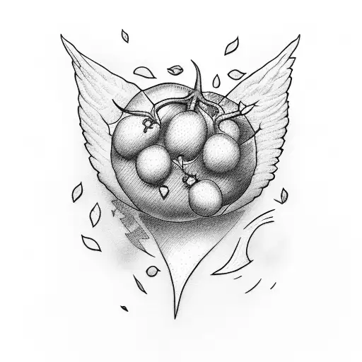 A flight attendant serving a tomato-themed meal tattoo design idea