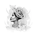 black queen with flowers  tattoo design idea