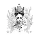 black queen with flowers  tattoo design idea